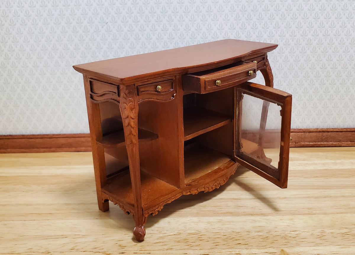 Bespaq Dollhouse Side Board Buffet Walnut Finish 1:12 Scale Miniature Furniture