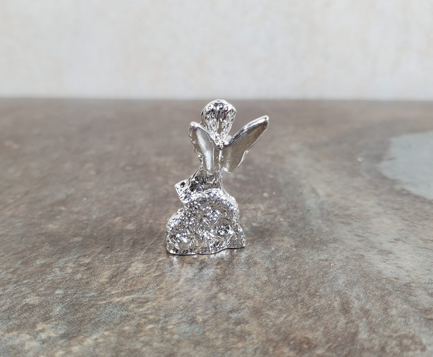 Dollhouse Fairy Statue Metal Silver Finish 1:12 Scale Dollhouse Miniature Garden