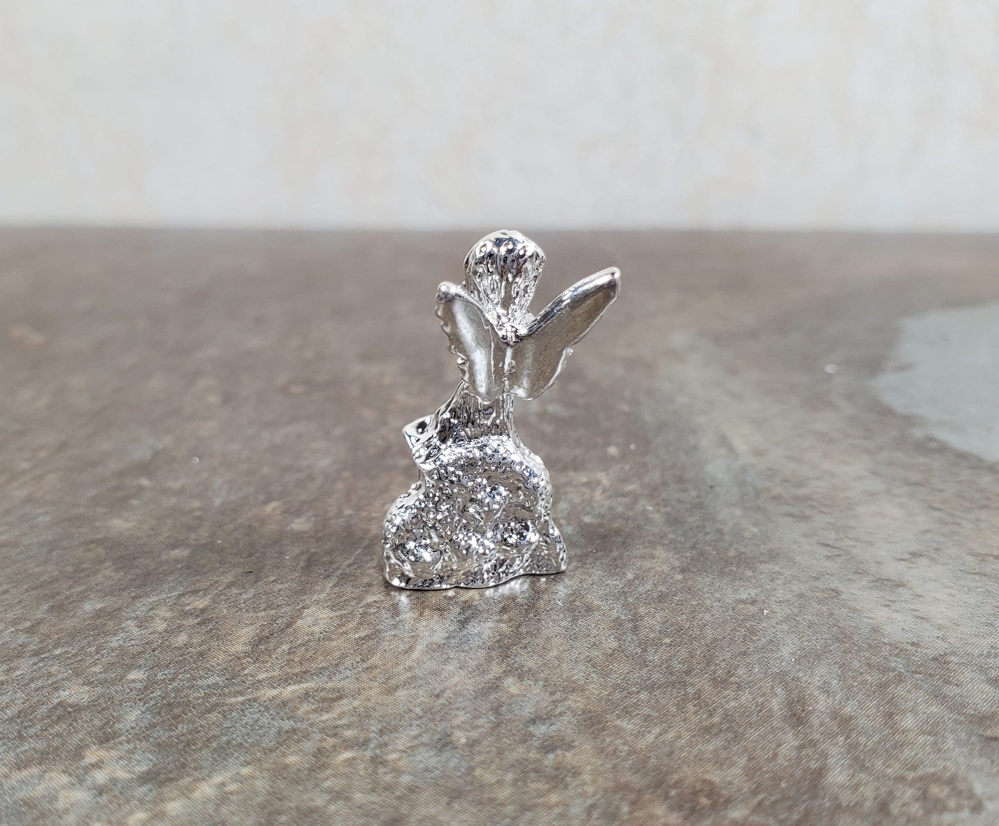Dollhouse Fairy Statue Metal Silver Finish 1:12 Scale Dollhouse Miniature Garden
