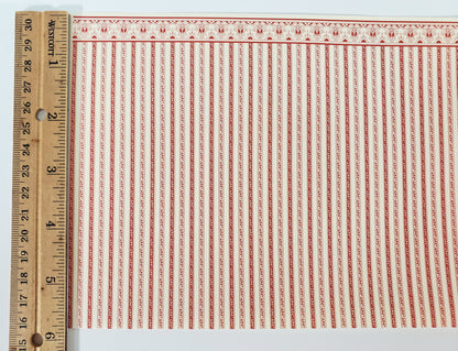 Dollhouse HALF SCALE Wallpaper 3 Sheets Red & Cream Striped "Regency" 1:24 Scale