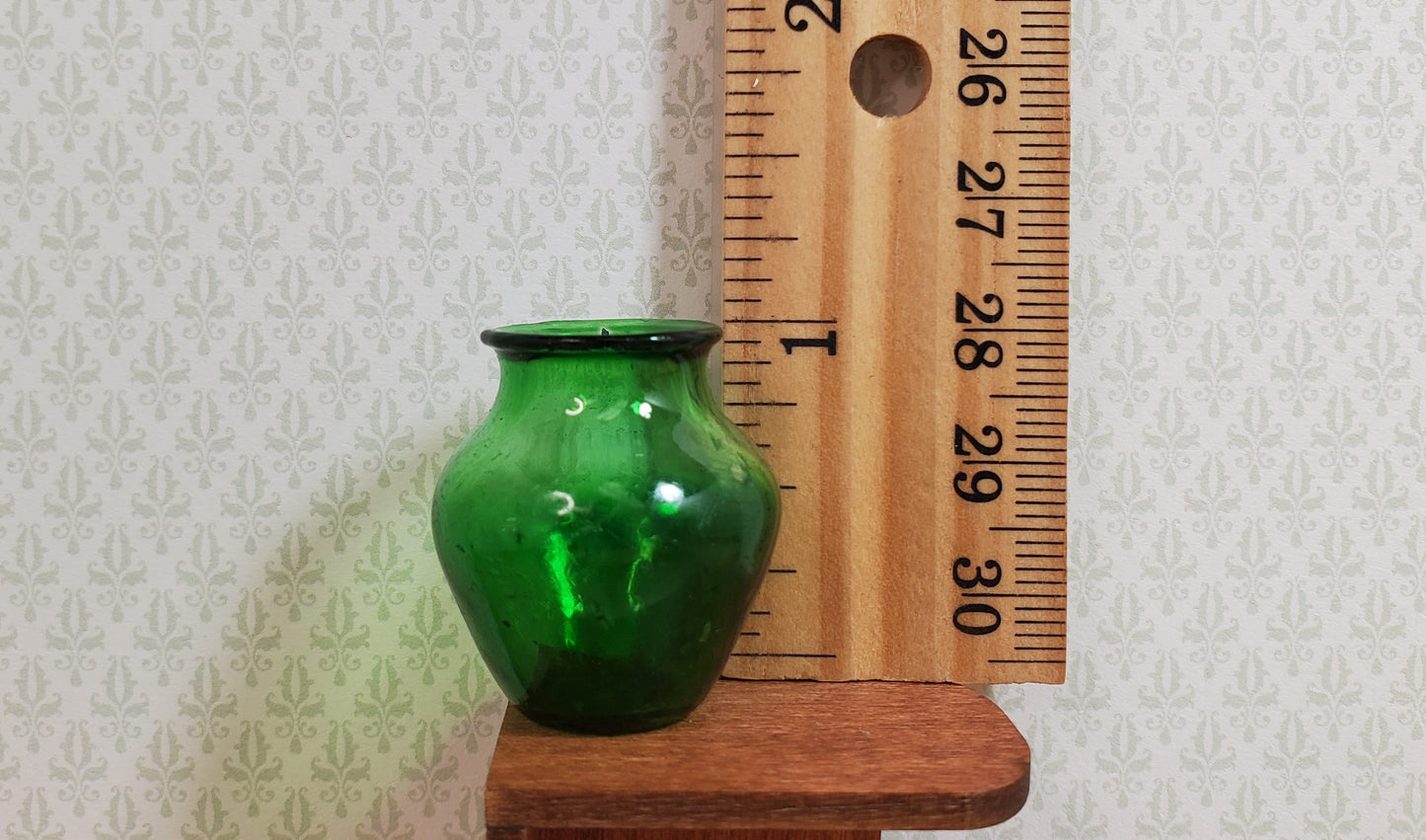 Dollhouse Large Green Glass Vase 1:12 Scale Miniature Decoration Flowers