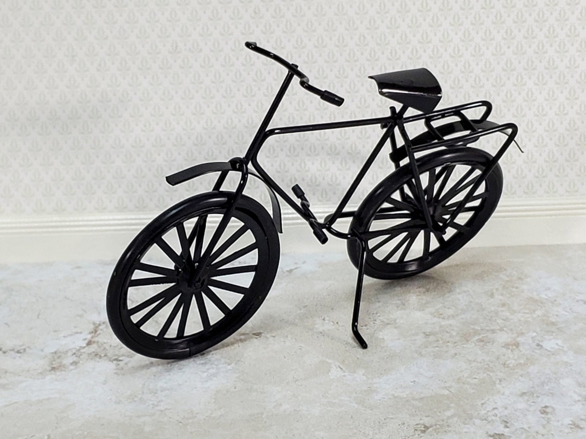 Dollhouse Miniature Bike Bicycle Black Metal 1:12 Scale Modern