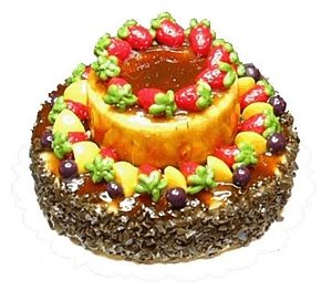 Dollhouse Extra Large 2 Tier Cake with Fruit Topping Miniature Food Prop