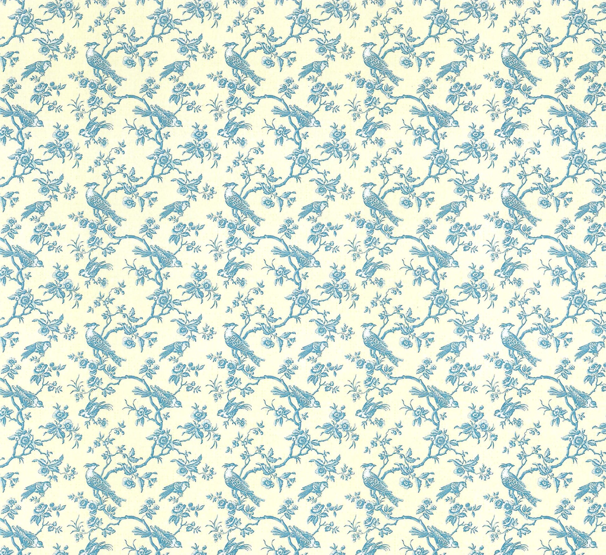 Dollhouse Wallpaper Bird Toile Blue & Cream 1:12 Scale Miniature by Itsy Bitsy