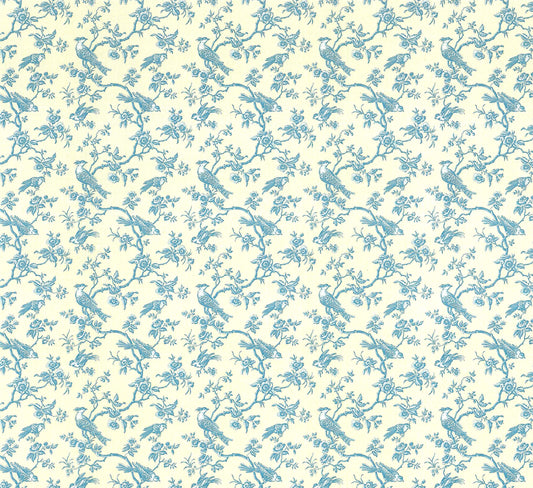 Dollhouse Wallpaper Bird Toile Blue & Cream 1:12 Scale Miniature by Itsy Bitsy
