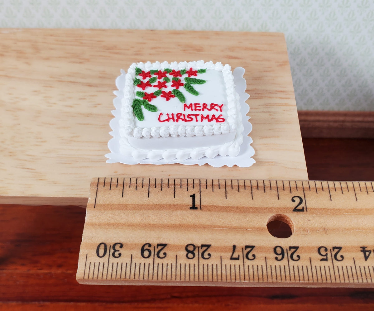 Dollhouse Merry Christmas Sheet Cake 1:12 Scale Miniature Food Bakery
