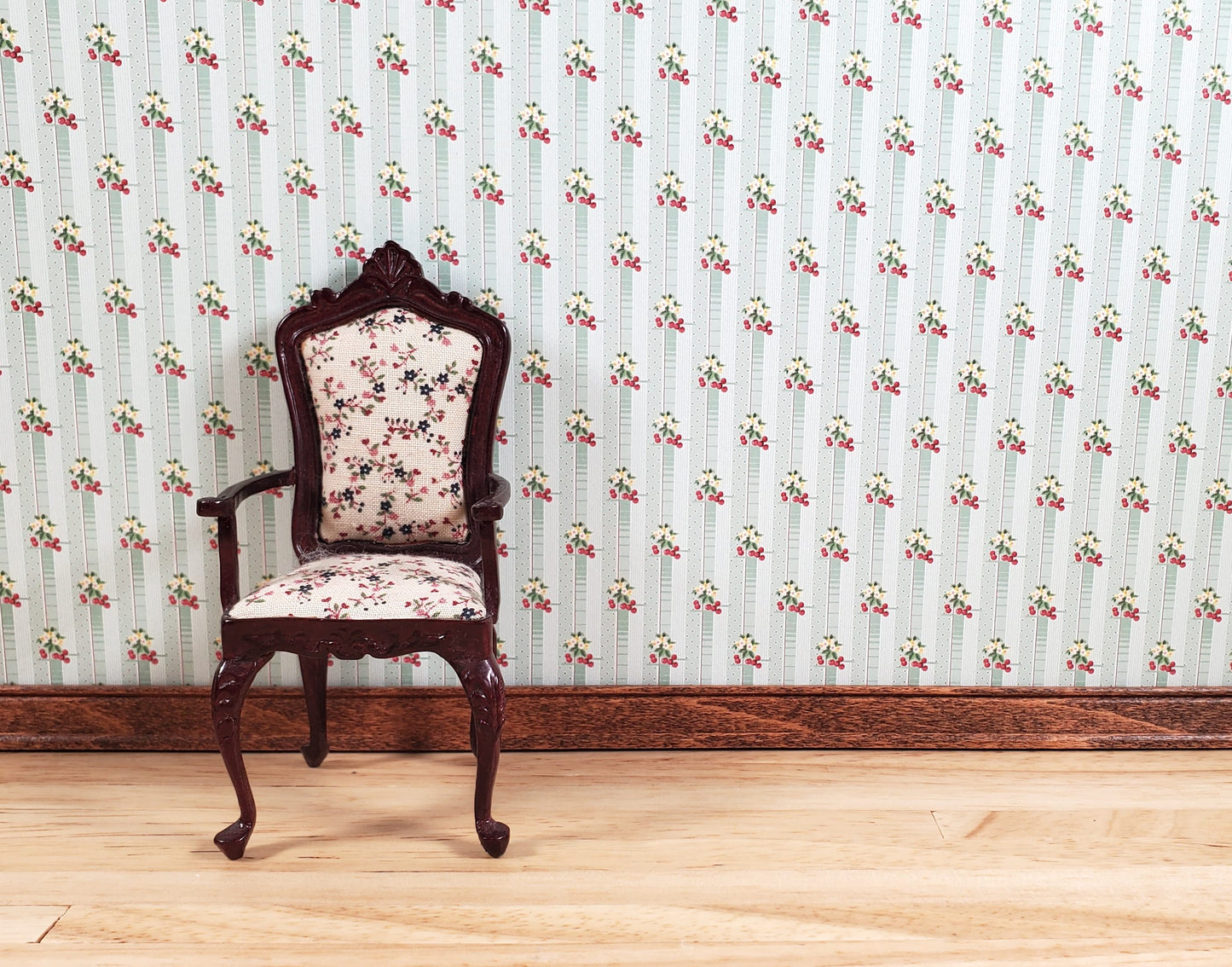 Dollhouse Wallpaper Cherries and Blossoms Bradbury & Bradbury 1:12 Scale