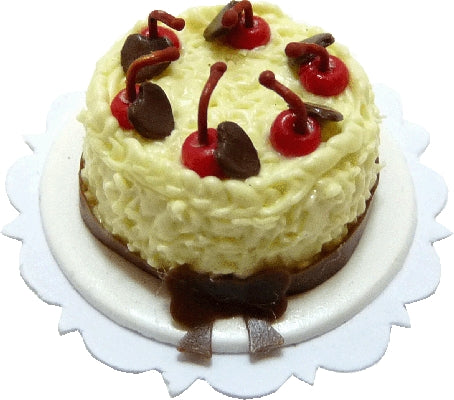 Dollhouse Chocolate Cherry Tuxedo Cake 1:12 Scale Miniature Dessert Food Bakery