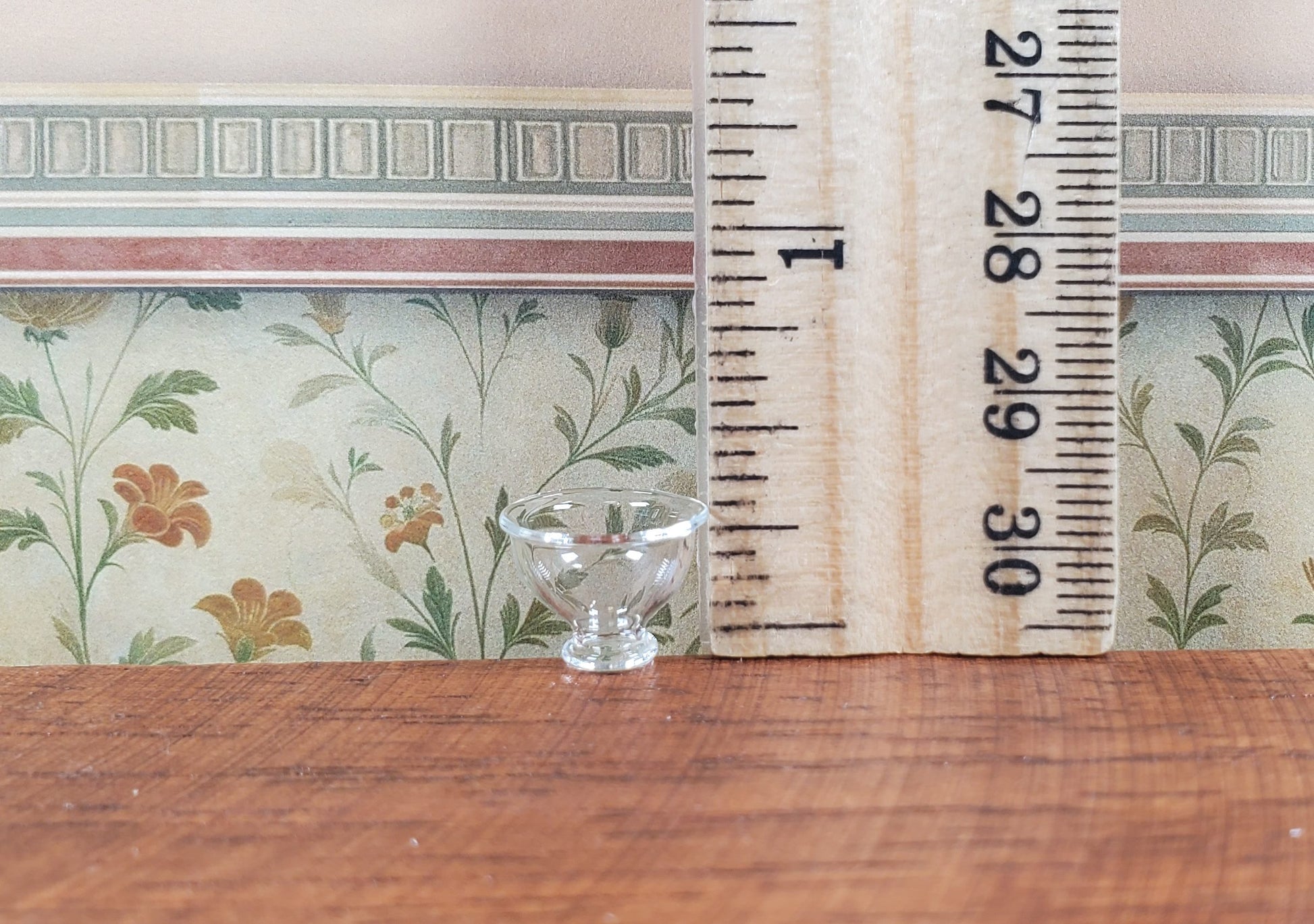 Dollhouse Small Glass Footed Bowl Clear 1:12 Scale Miniature