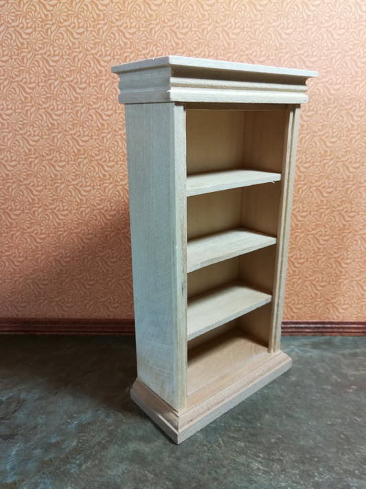 Dollhouse Miniature Bookshelf 4 Shelves 1:12 Scale Furniture Bookcase Unpainted