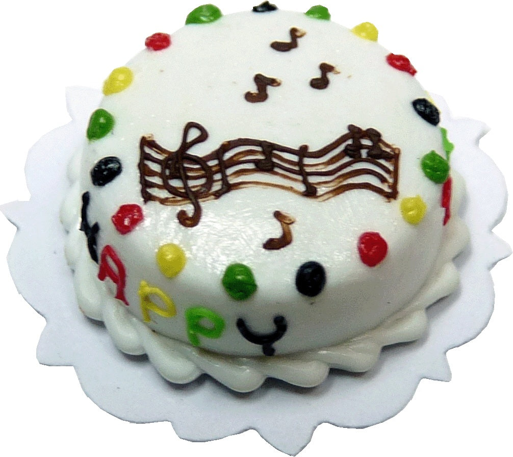 Dollhouse Happy Birthday Music Cake 1:12 Scale Miniature Dessert Food