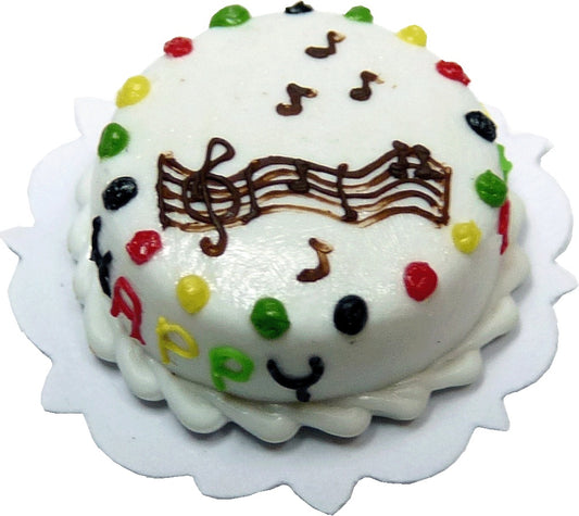 Dollhouse Happy Birthday Music Cake 1:12 Scale Miniature Dessert Food