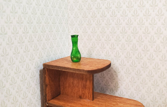 Dollhouse Ridged Green Glass Bud Vase 1:12 Scale Miniature Flowers Decoration