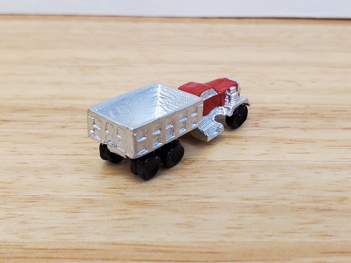 Dollhouse Construction Truck Toy Red Silver Painted Metal 1:12 Scale Miniature Nursery