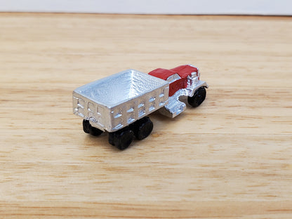 Dollhouse Construction Truck Toy Red Silver Painted Metal 1:12 Scale Miniature Nursery