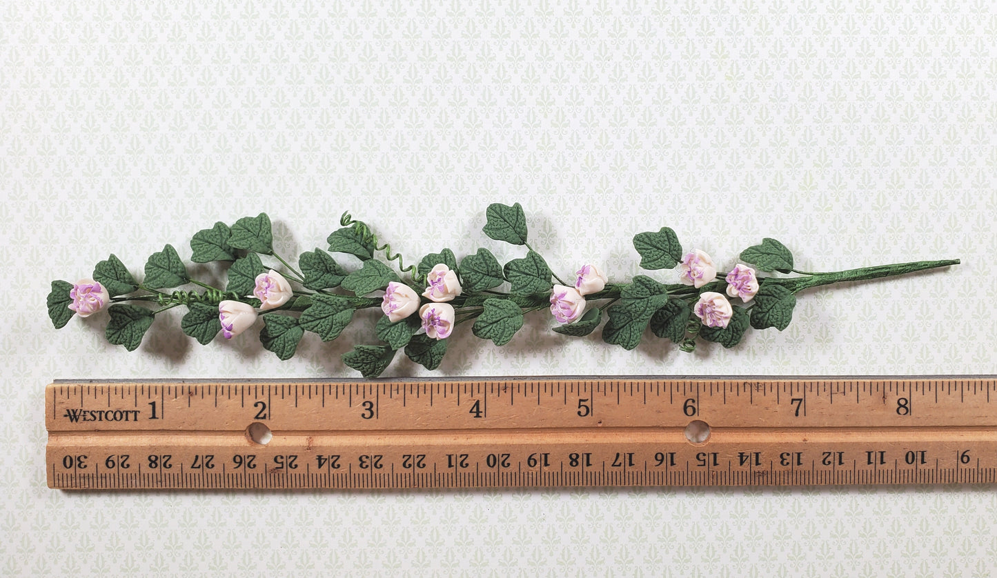 Dollhouse Trailing Purple 2 Tone Camelia Vine 1:12 Scale Miniature Garden Flower