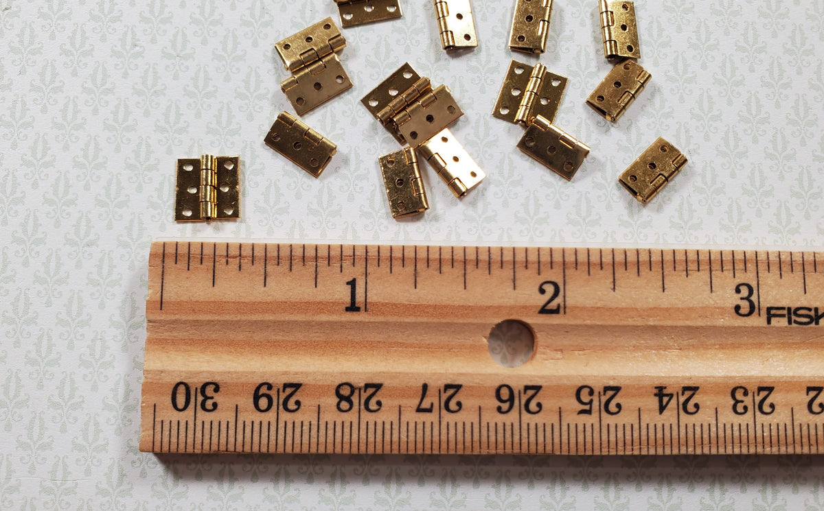 Dollhouse Miniature Butt Hinges Working x16 Gold Brass 1:12 Scale Includes Nails
