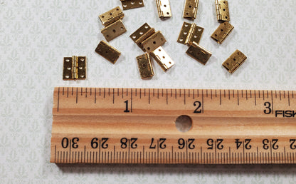Dollhouse Miniature Butt Hinges Working x16 Gold Brass 1:12 Scale Includes Nails