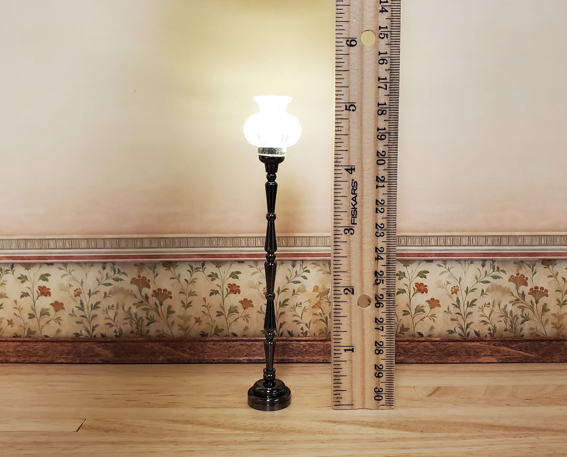 Dollhouse Tall Floor Lamp Battery Light Torchiere 1:12 Scale Miniature