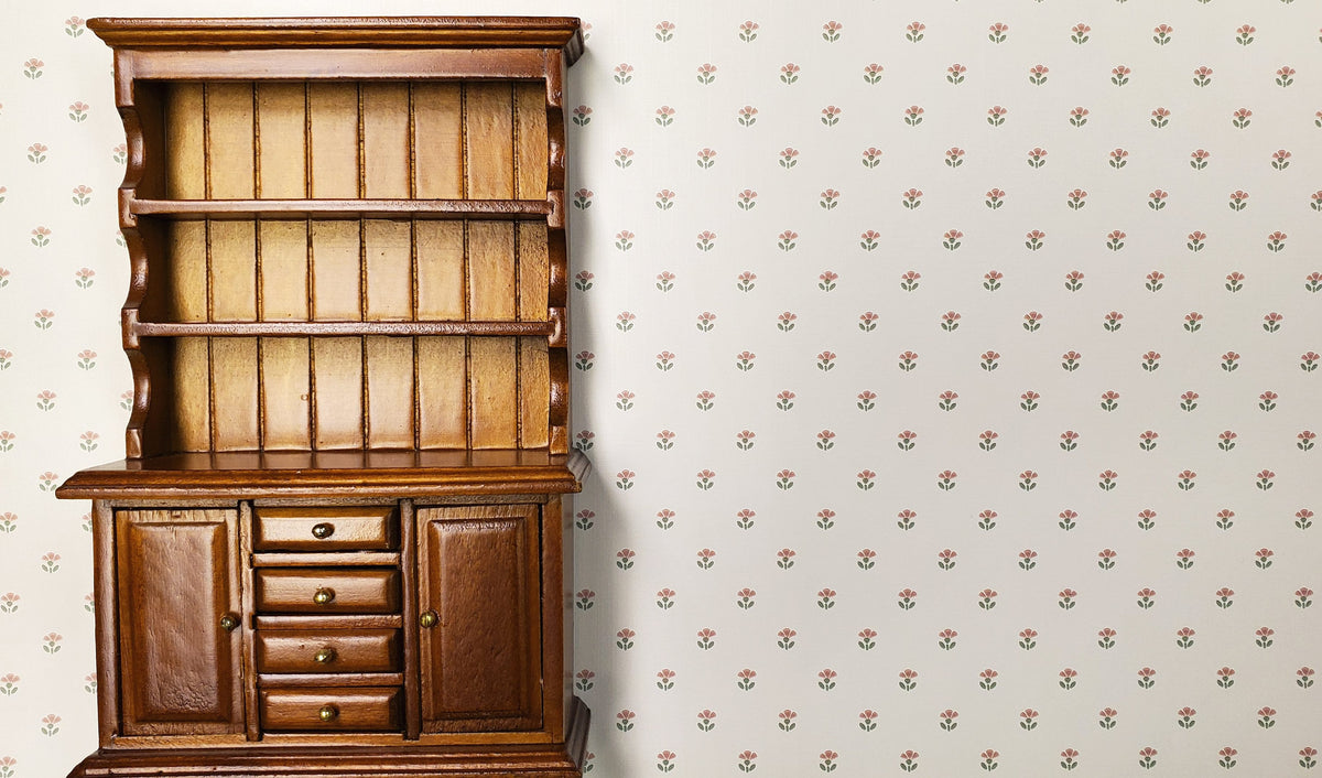 Dollhouse Wallpaper Country Stencil Flowers 3 sheets 1:12 Scale Miniature