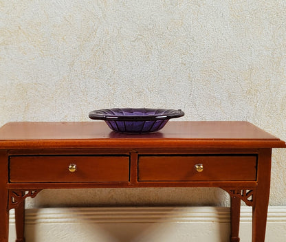Dollhouse Large Ribbed Glass Bowl Purple 1:12 Scale Miniature Kitchen Dish