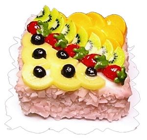 Dollhouse Fruit Topped Square Cake 1:12 Scale Miniature Food Dessert Bakery