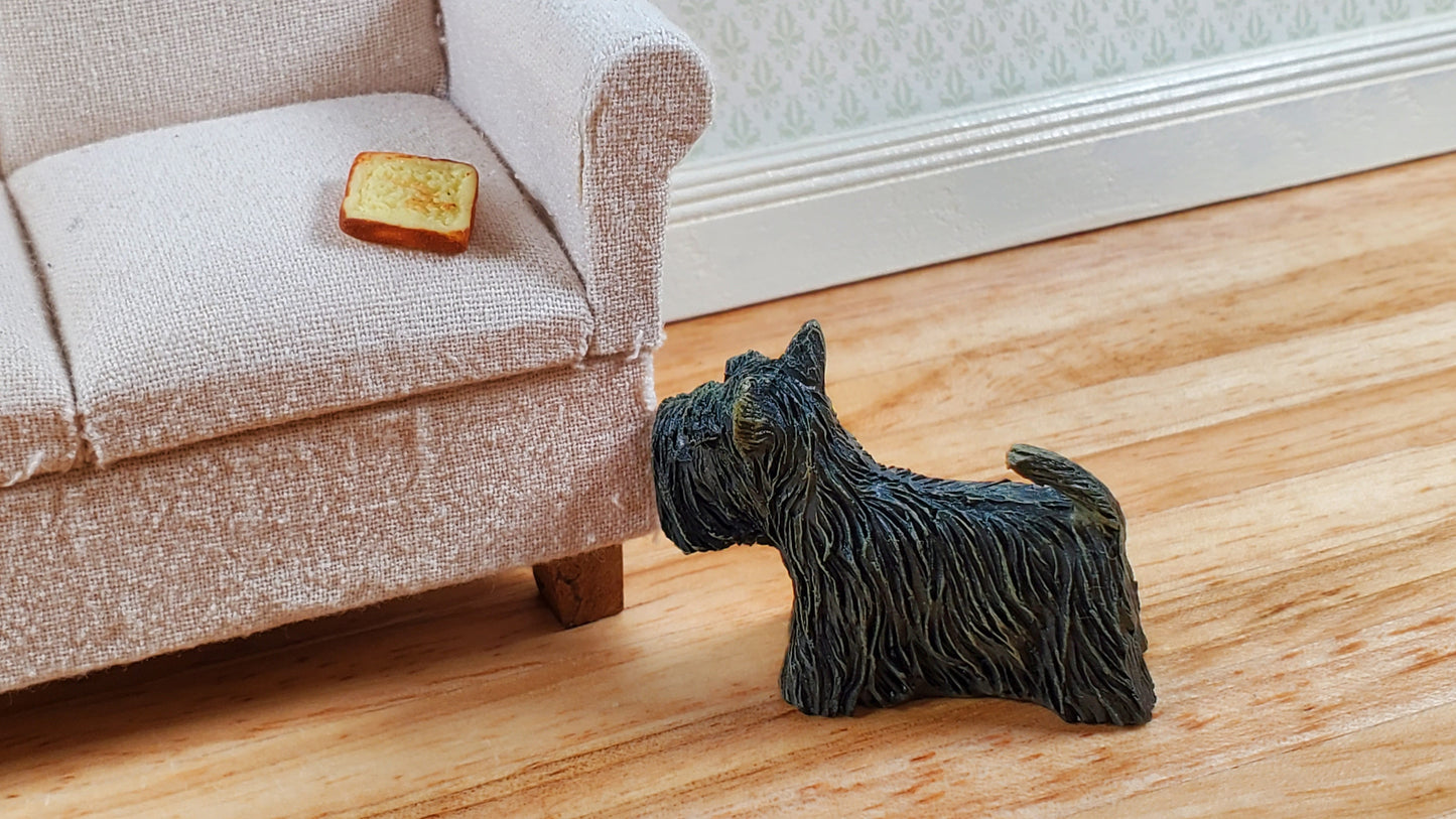 Dollhouse Puppy Dog Scottie Scottish Terrier Black 1:12 Scale Miniature Pet
