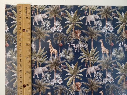 Dollhouse Wallpaper Jungle Print Elephants Tigers Zebras Navy Blue 3 Sheets
