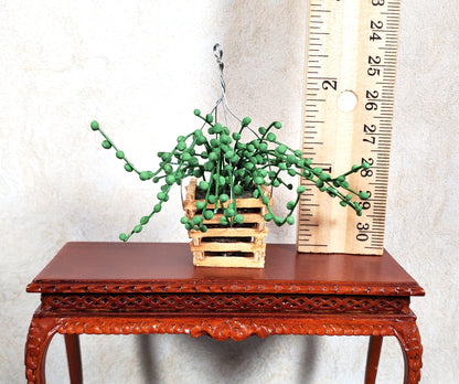 Dollhouse String of Pearls Plant in Wood Hanging Planter 1:12 Scale Miniature