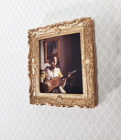 Miniature Vermeer Framed Print The Guitar Player 1:12 Scale Dollhouse Decor