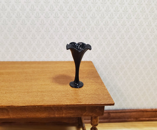 Dollhouse Black Floral Vase Tall Slim 1:12 Scale Miniature Decoration