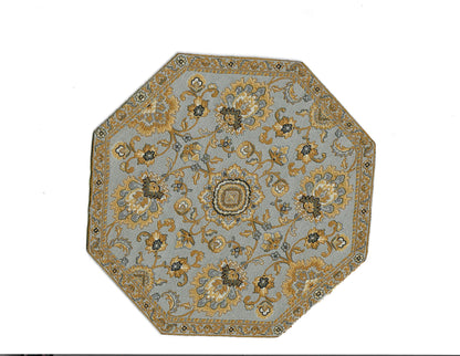 Dollhouse Fabric Rug Octagon Gray & Gold 1:12 Scale Miniature 5 1/2"