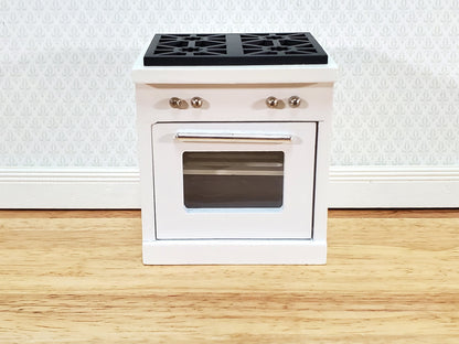 Dollhouse Kitchen Oven w/ Stove Top Modern White 4 Burners 1:12 Scale Miniature