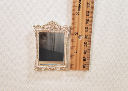 Dollhouse Mirror French Victorian Style Antique White & Gold 1:12 Scale