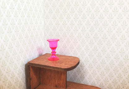Dollhouse Crystal Pink Wine Glass 1:12 Scale Miniature Kitchen Dining