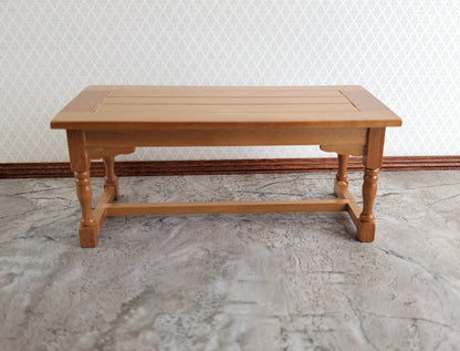 Dollhouse Large Kitchen or Prep Table Light Walnut Finish 1:12 Scale Miniature Furniture