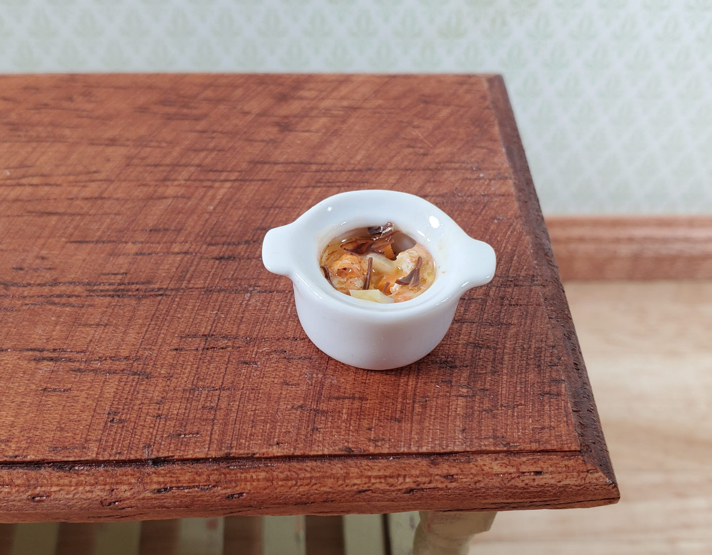 Dollhouse Hearty Chicken Stew in a Ceramic Pot 1:12 Scale Miniature Food