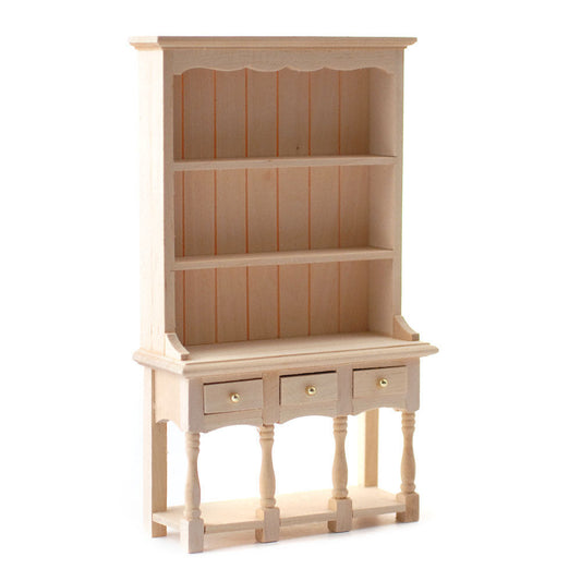 Dollhouse Kitchen Hutch Cupboard with Pot Shelf 1:12 Scale Furniture Unpainted