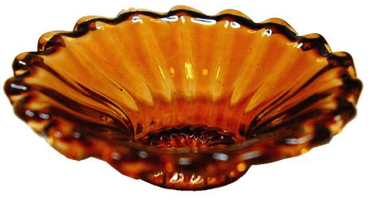 Dollhouse Crystal Amber Glass Flared Platter 1:12 Scale Miniature Kitchen Decor