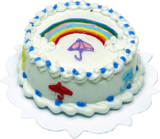 Dollhouse Rainbow on a Rainy Day Cake 1:12 Scale Miniature Dessert Food Bakery