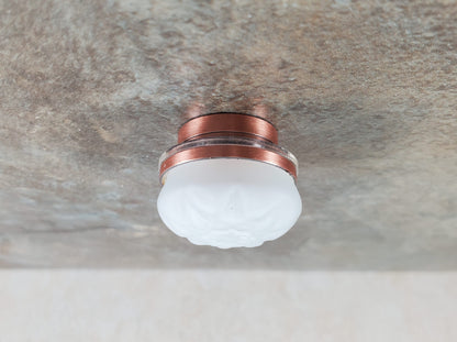Dollhouse Frosted Ceiling Light Round Copper Wand Battery 1:12 Scale Miniature
