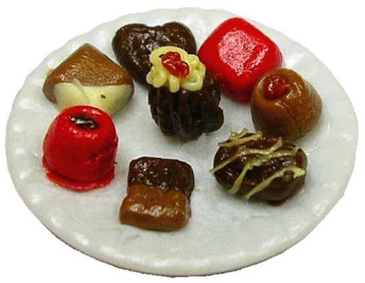 Dollhouse Fancy Chocolates on a Plate 1:12 Scale Miniature Dessert Food