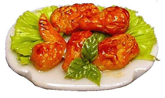 Dollhouse Fried Chicken Platter 1:12 Scale Miniature Food Kitchen