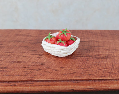 Dollhouse Square Flat Basket White 1:12 Scale Miniature