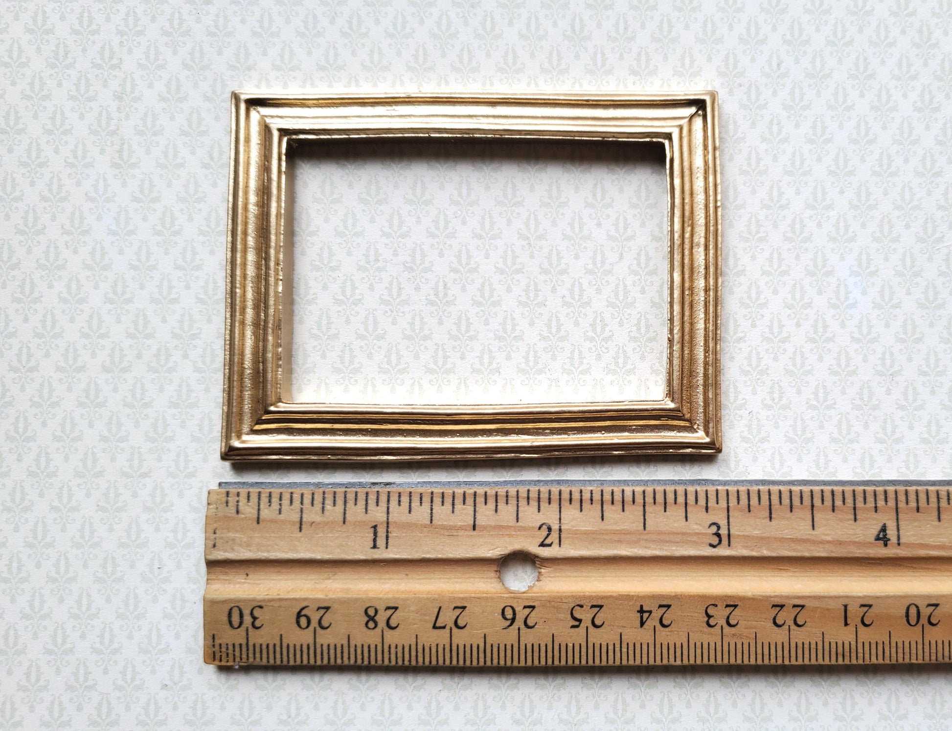 Dollhouse Miniature Picture Frame Large Gold for Painting 3" x 2 1/4" 1:12 Scale