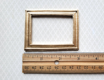 Dollhouse Miniature Picture Frame Large Gold for Painting 3" x 2 1/4" 1:12 Scale