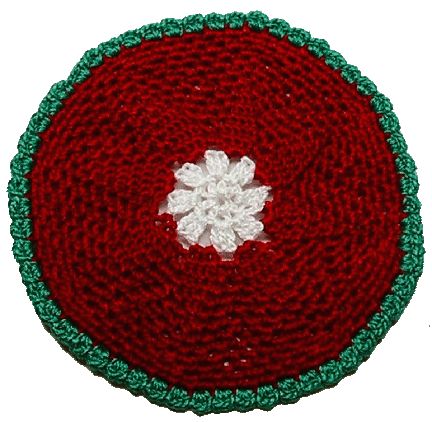 Dollhouse Hand Crocheted Round Doily Christmas Colors 1:12 Scale Miniature