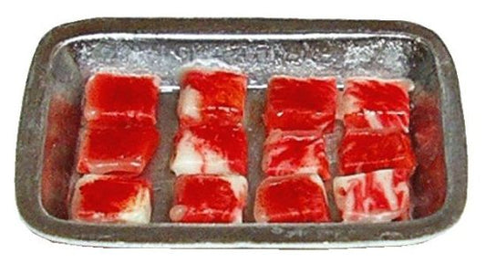 Dollhouse Lamb Chops on a Silver Baking Pan 1:12 Scale Miniature Food Kitchen