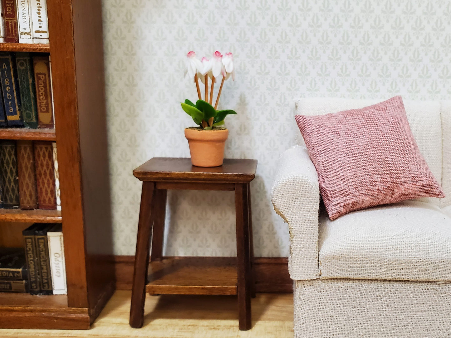 Dollhouse Flowering White Fuchsia Plant in Terra Cotta Pot 1:12 Scale Miniature