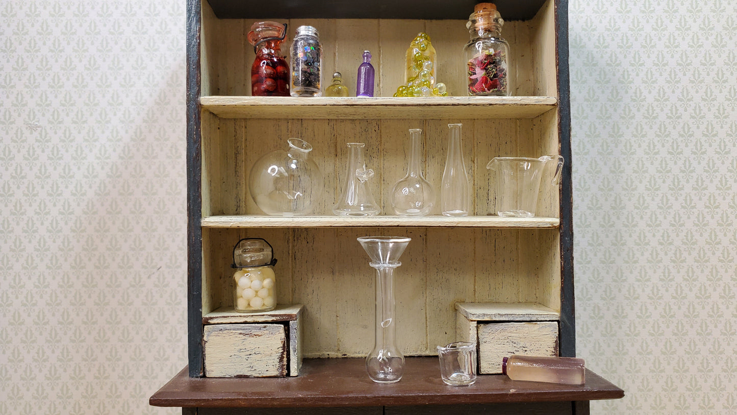Dollhouse Miniature Mad Scientist Flask Jar Set Glass Beakers Funnel 1:12 Scale